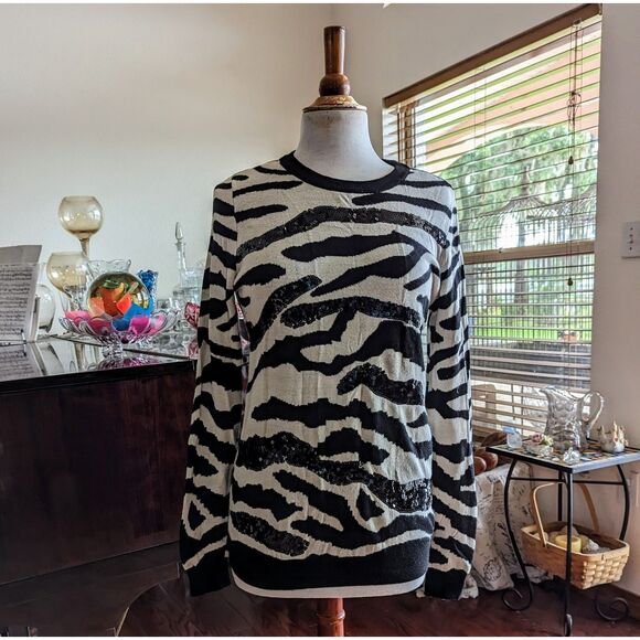 Forever 21 sequins long sleeve sweater Sz M - Picture 10 of 16